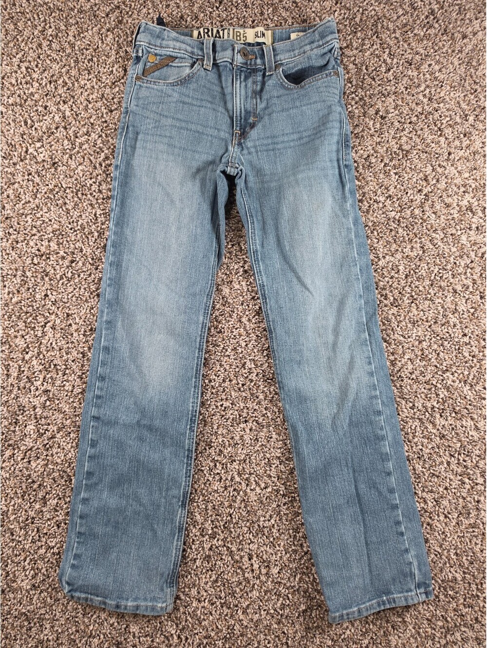 Ariat Boys Sz 12 Slim Leg Bootcut Blue Jeans Adjustable Waist Western